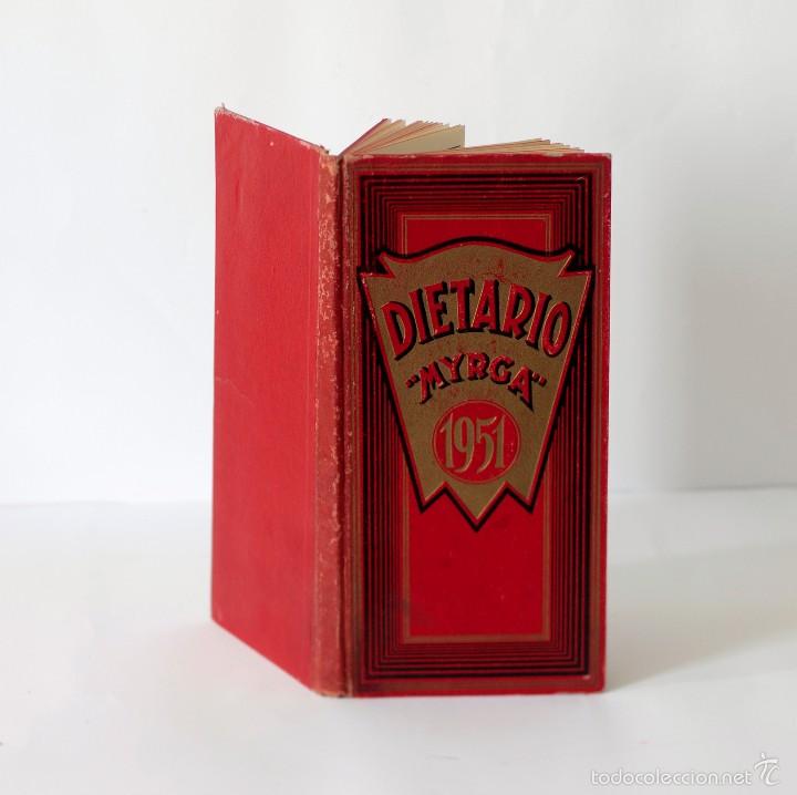 Libros: Dietario Myrga a&ntilde;o 1951. Tapa dura, color rojo. Estado normal, usado y con anotaciones.