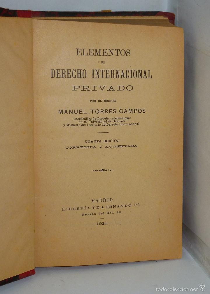 Libros: ELEMENTOS DE DERECHO INTERNACIONAL PRIVADO - Torres Campos, Manuel - Foto 2