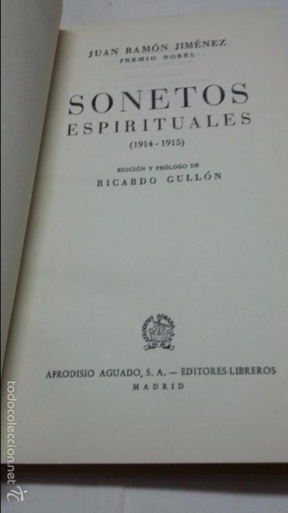 Libros: SONETOS ESPIRITUALES - JUAN RAM&Oacute;N JIMENEZ - Foto 2