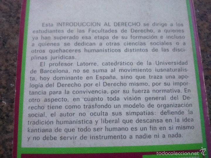 Libros: INTRODUCCION AL DERECHO -- ANGEL LATORRE -- ARIEL - 1971 -- - Foto 3