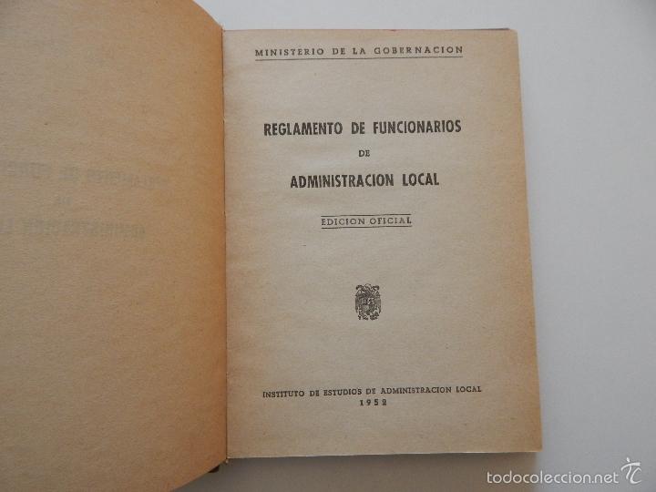 Libros: Reglamento de Funcionarios de Administraci&oacute;n Local. Edici&oacute;n Oficial - 1952 - Foto 5