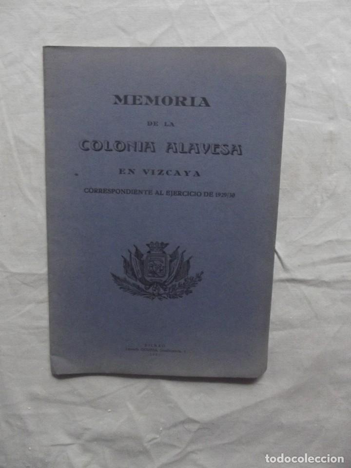 Libros: MEMORIA DE LA  COLONIA ALAVESA EN VIZCAYA CORRESPONDIENTE AL EJERCICIO 1929/30