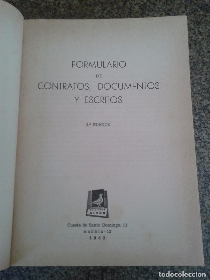 Libros: FORMULARIO DE CONTRATOS, DOCUMENTOS Y ESCRITOS -- 3&ordf; EDIDICION -- EDICIONES GINER - 1963 -- - Foto 2