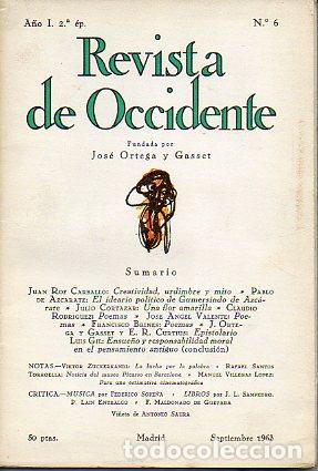 Libros: REVISTA DE OCCIDENTE. A&ntilde;o I. 2&ordf; &Eacute;poca. N&ordm; 6. - Foto 1