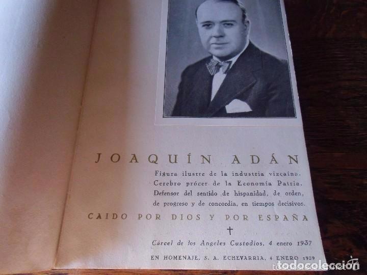 Libros: Libro LA OBRA P&Oacute;STUMA DE JOAQU&Iacute;N ADAN.Edit,Vizcaina 1938. - Foto 2