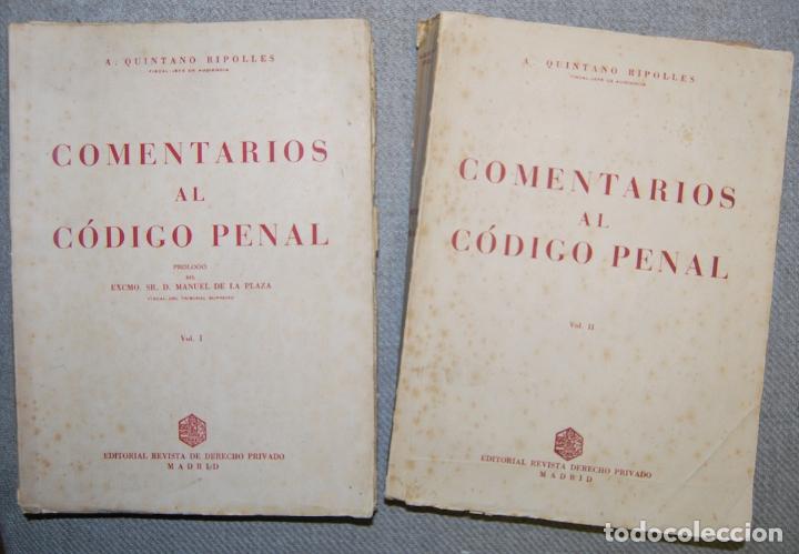 Libros: COMENTARIOS AL CODIGO PENAL. Pr&oacute;logo de Manuel de la Plaza - QUINTANO RIPOLLES, A. - Foto 1
