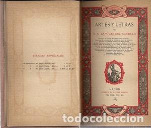 Libros: Arte y letras 1887 - CANOVAS DEL CASTILLO, A. - Foto 1