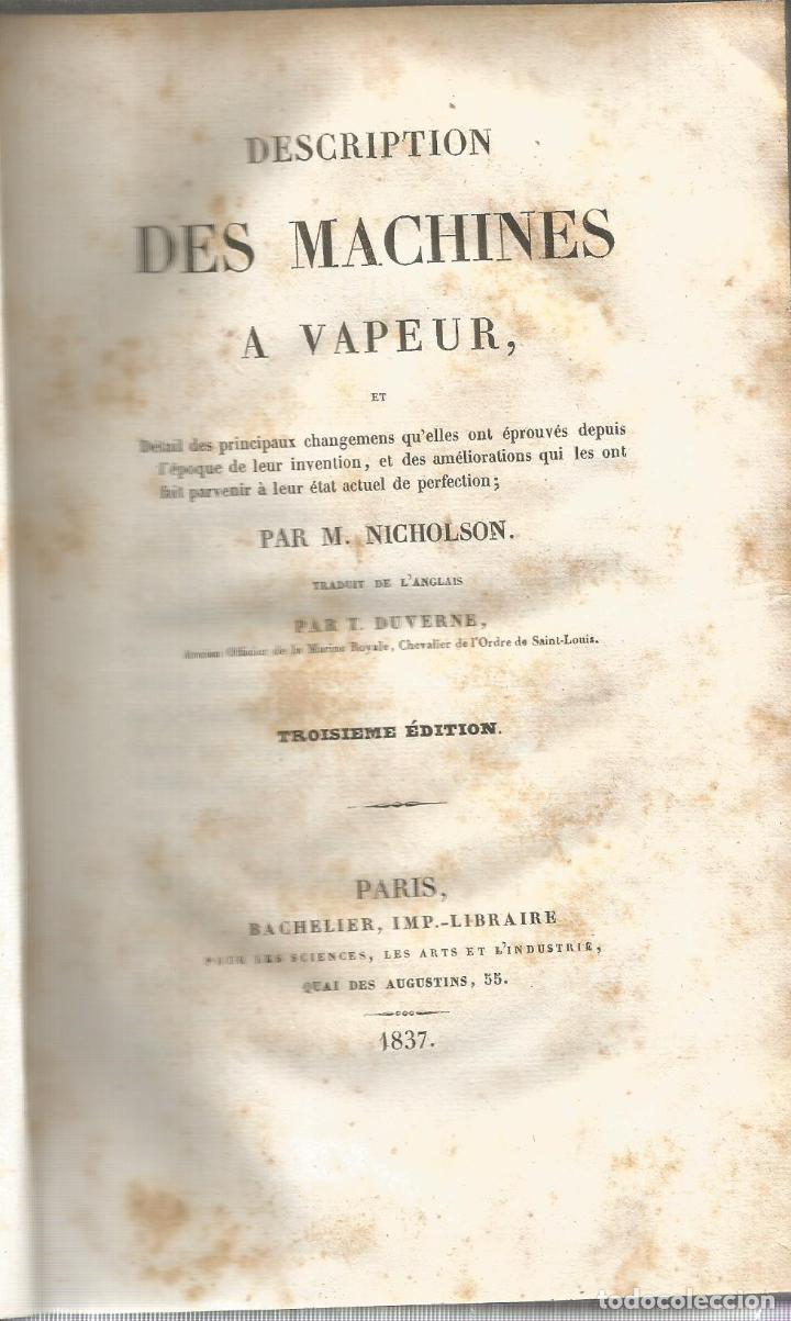 Libros: Description des machines a vapeur - NICHOLSON, M. - Foto 2