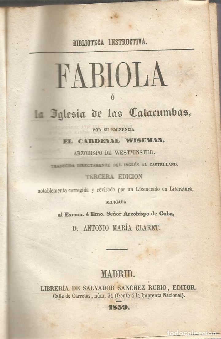 Libros: Fabiola o la Iglesia de las Catacumbas - CARDENAL WISEMAN - Foto 2