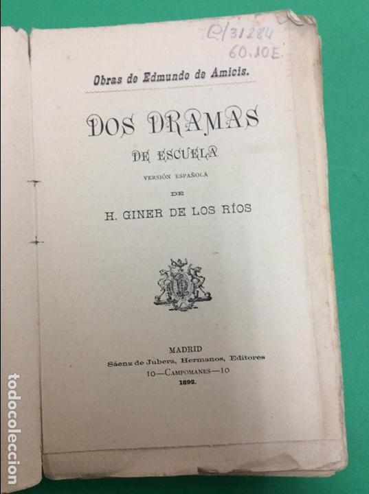Libros: Dos dramas de escuela por edmundo de amicis - Foto 1