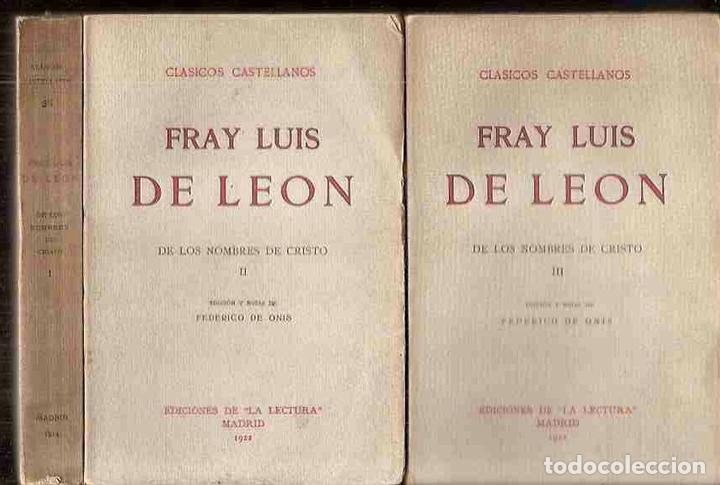 Libros: DE LOS NOMBRES DE CRISTO (3 TOMOS) - FRAY LUIS DE LEON - Foto 2