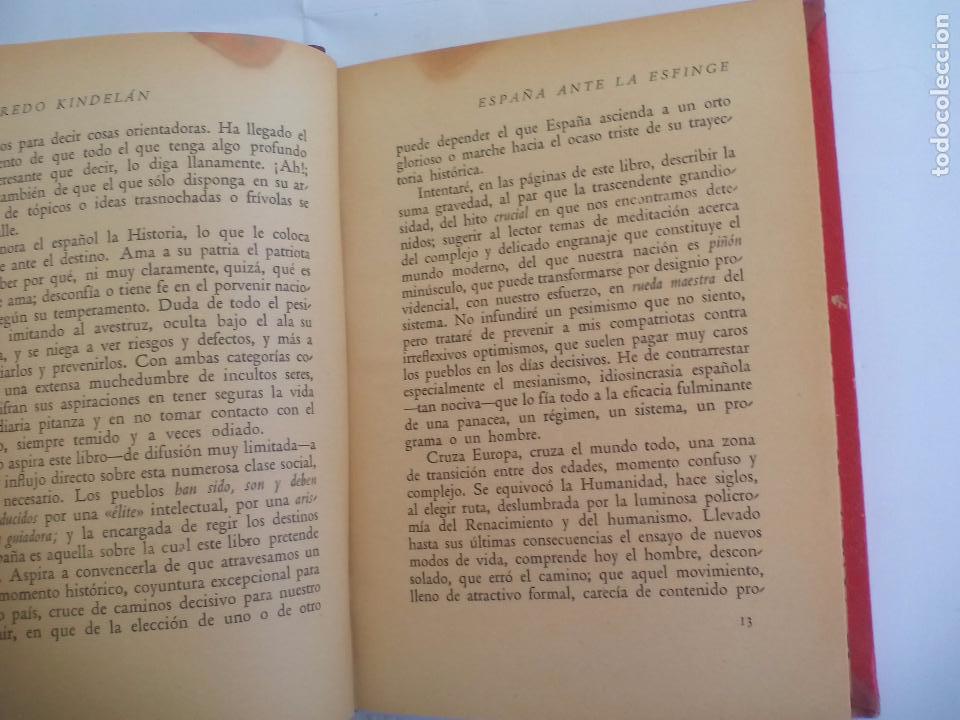 Libros: Espa&ntilde;a ante la esfinge. Alfredo Kindel&aacute;n. Teneiente del Ej&eacute;rcito. Editorial Plus-Ultra. - Foto 4