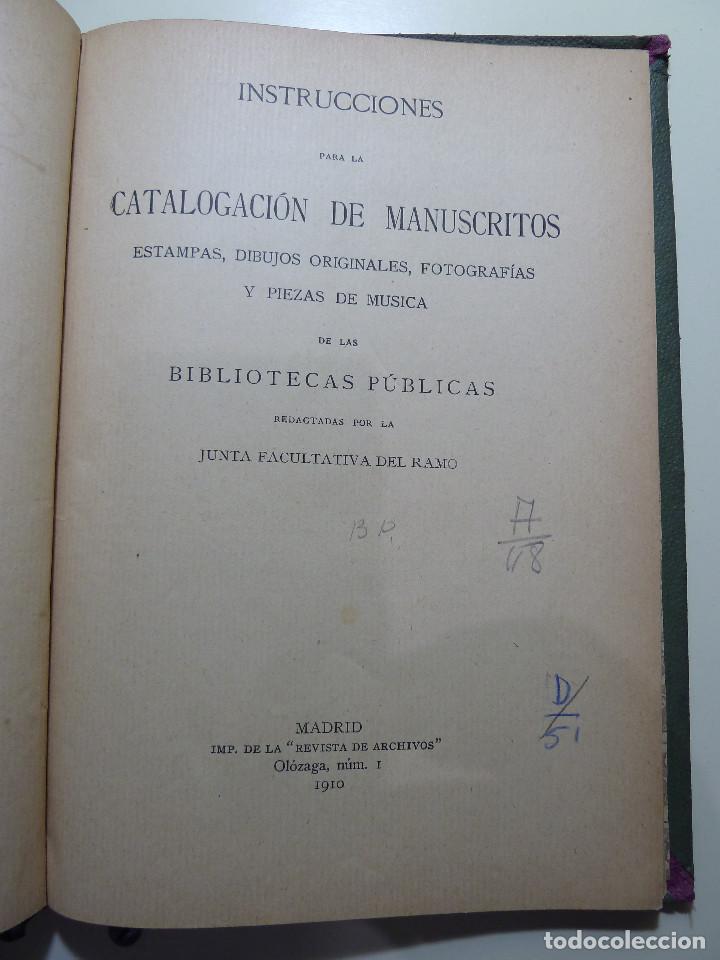 Libros: INSTRUCCIONES PARA LA CATALOGACION DE MANUSCRITOS - Foto 7