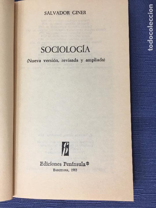 Libros: SOCIOLOGIA de Salvador Giner  -1976 - Foto 2