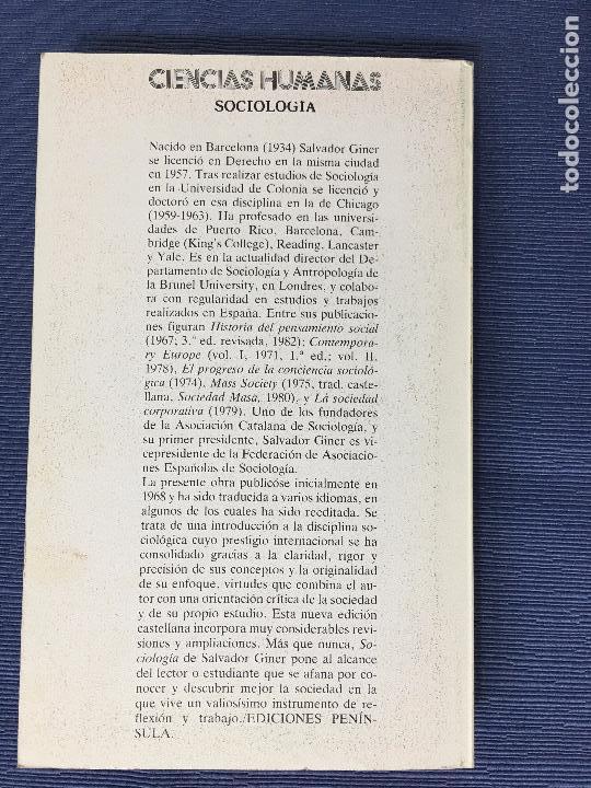 Libros: SOCIOLOGIA de Salvador Giner  -1976 - Foto 5