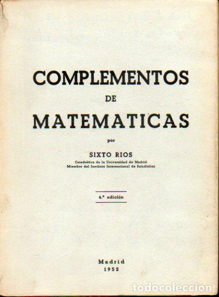 Libros: COMPLEMENTOS DE MATEM&Aacute;TICAS. 4&ordf; edici&oacute;n. - Foto 1