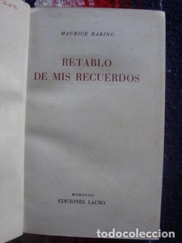 Libros: BARING, MAURICE - Retablo de mis recuerdos - Foto 1
