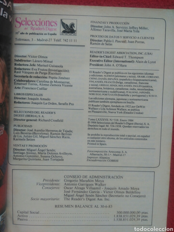 Libros: Selecciones del Readers Digest. 1984 Enero - Foto 2