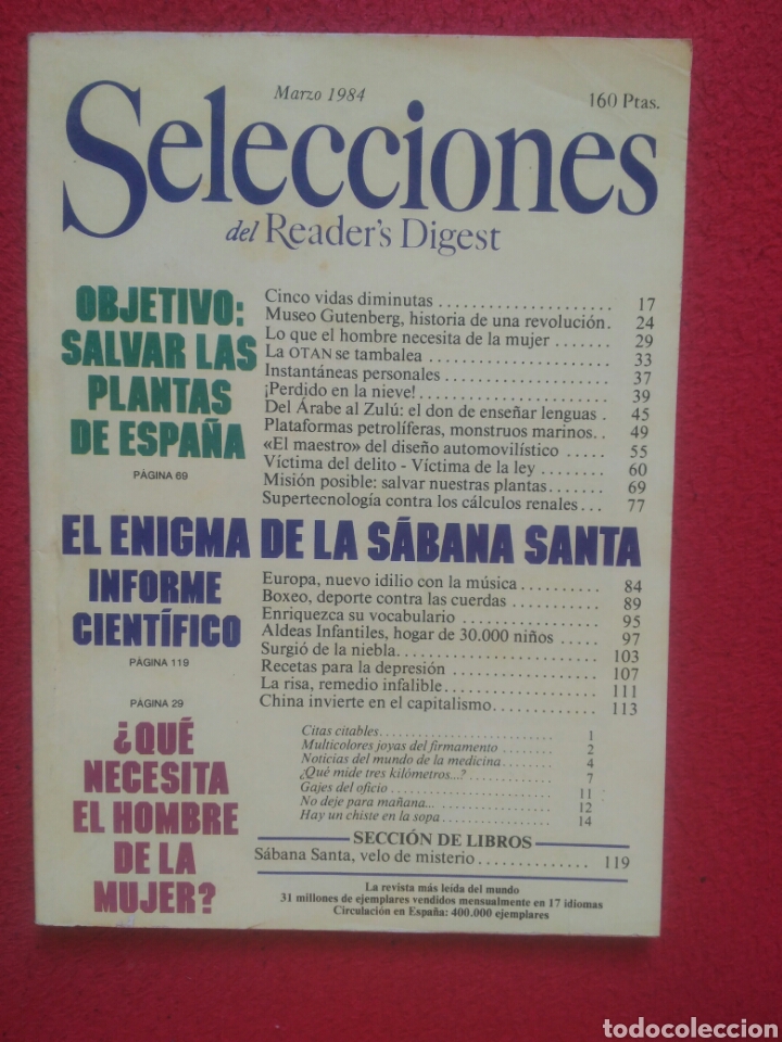 Libros: Selecciones del Readers Digest. 1984 Marzo - Foto 1