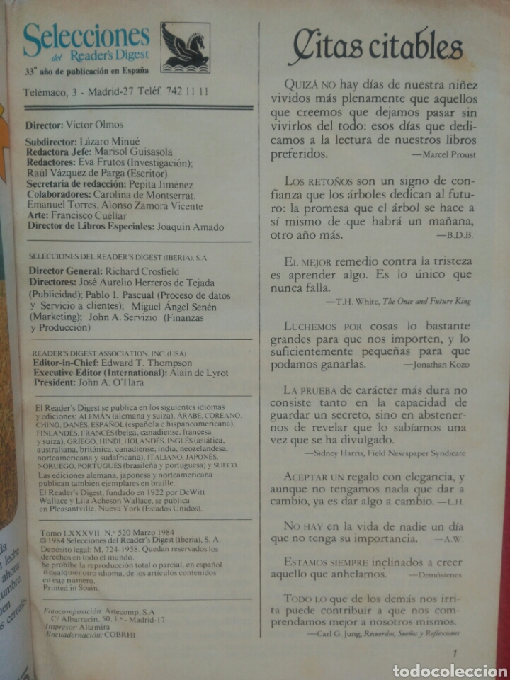 Libros: Selecciones del Readers Digest. 1984 Marzo - Foto 2