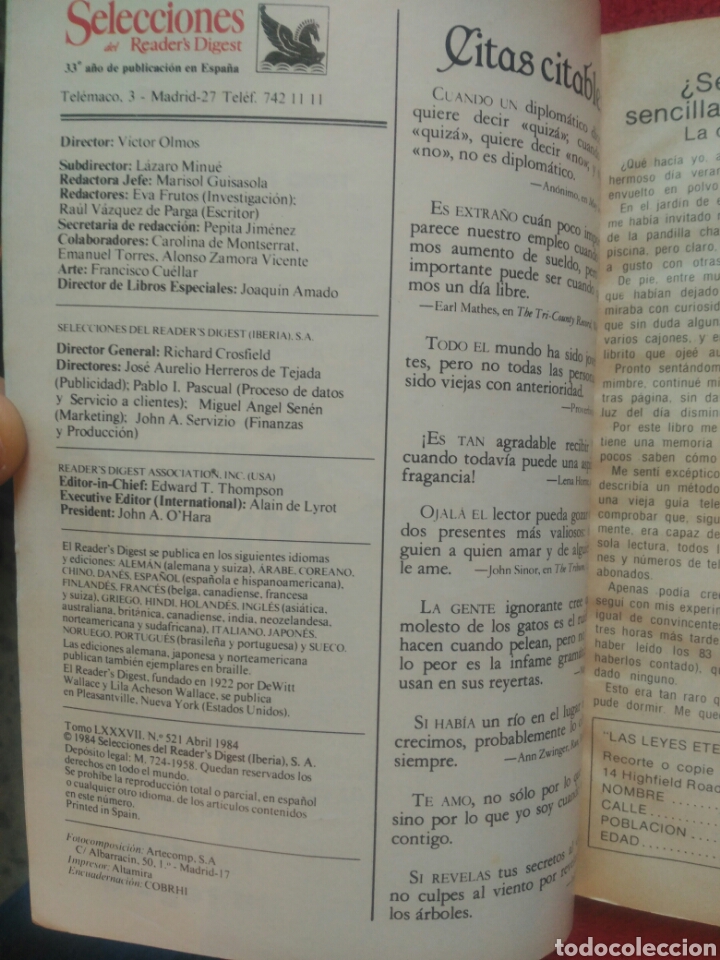 Libros: Selecciones del Readers Digest. 1984 Abril - Foto 2