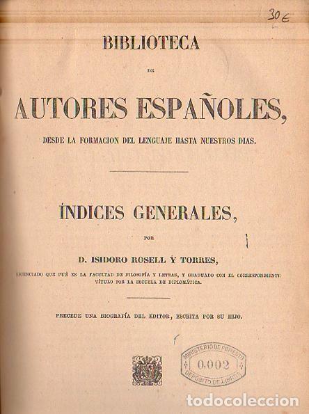 Libros: &Iacute;ndices Generales - Rosell y Torres, Isidoro - Foto 1