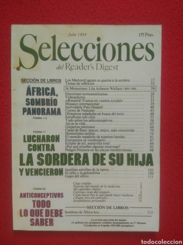 Libros: Selecciones del Readers Digest. 1984 Julio - Foto 1