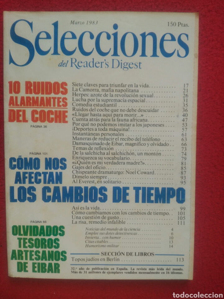 Libros: Selecciones del Readers Digest. 1983 Marzo - Foto 1