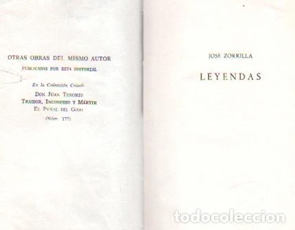 Libros: Leyendas - Zorrilla, Jos&eacute; - Foto 1