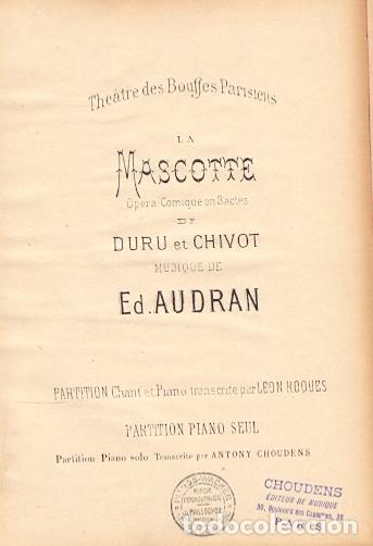 Libros: La Macotte. Opera comique en 3 actes - Audran, Ed. - Foto 1