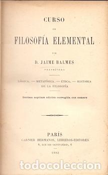 Libros: Curso de Filosof&iacute;a Elemental. - Balmes, Jaime - Foto 1