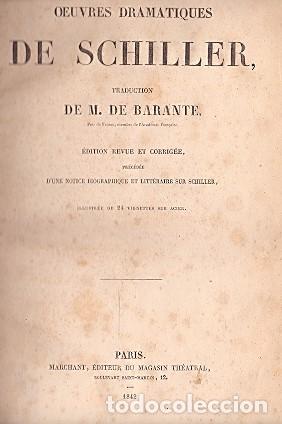 Libros: Oeuvres Dramatiques de Schiller - Schiller - Foto 1