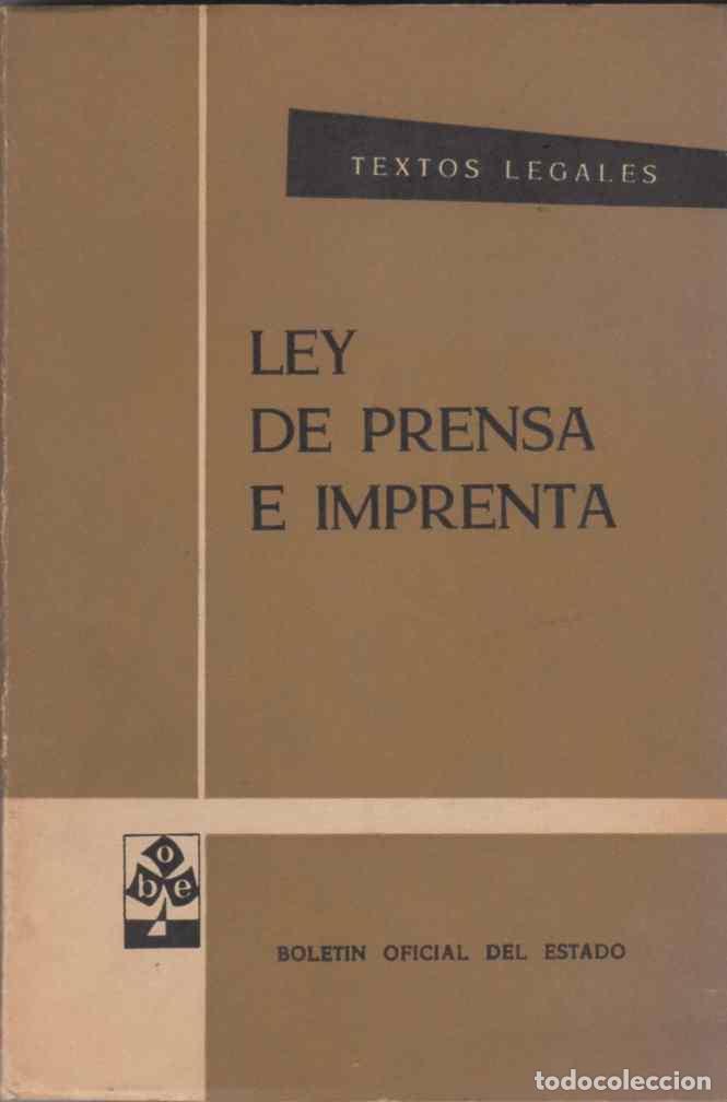Libros: Ley de Prensa e Imprenta - NO CONSTA AUTOR - Foto 1