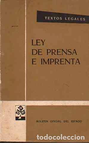 Libros: Ley de Prensa e Imprenta - NO CONSTA AUTOR - Foto 1