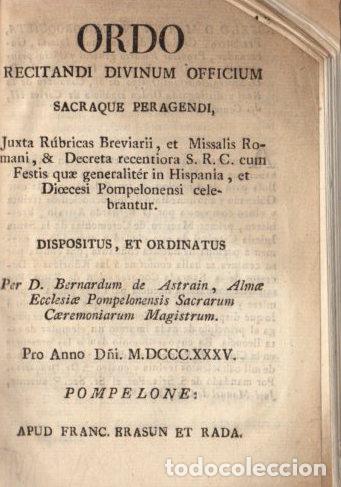 Libri di seconda mano: Ordo Recitandi Divinum Officium. - Astrain, Bernardo de/Almae Ecclesiae Pompelonensis Sacrarum Cerem
