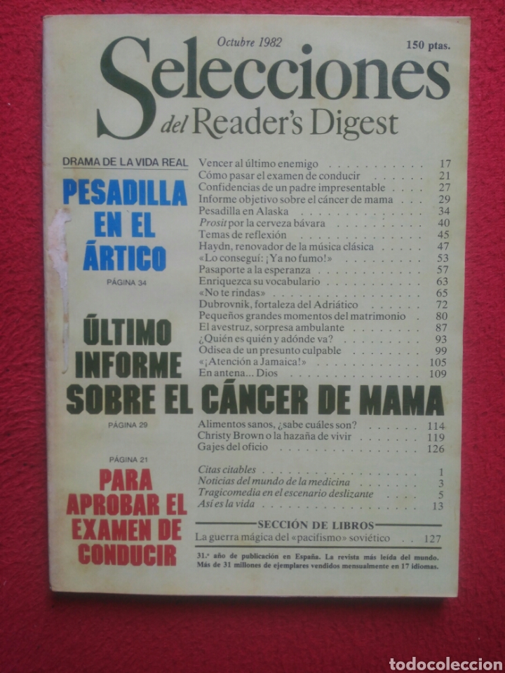 Libros: Selecciones del Readers Digest. 1982 Octubre - Foto 1