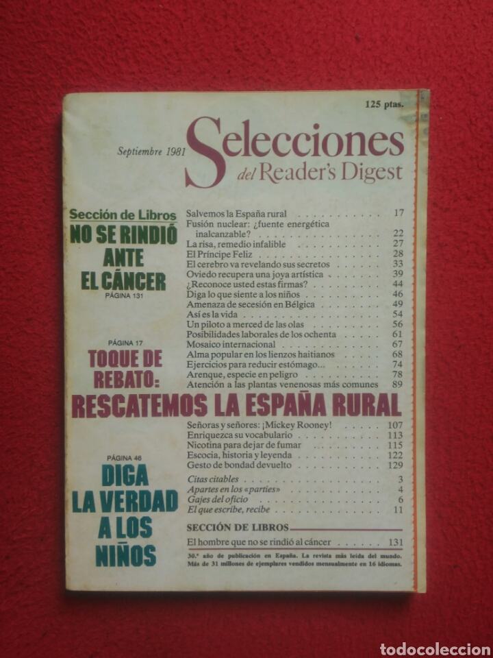 Libros: Selecciones del Readers Digest. 1981 Septiembre - Foto 1