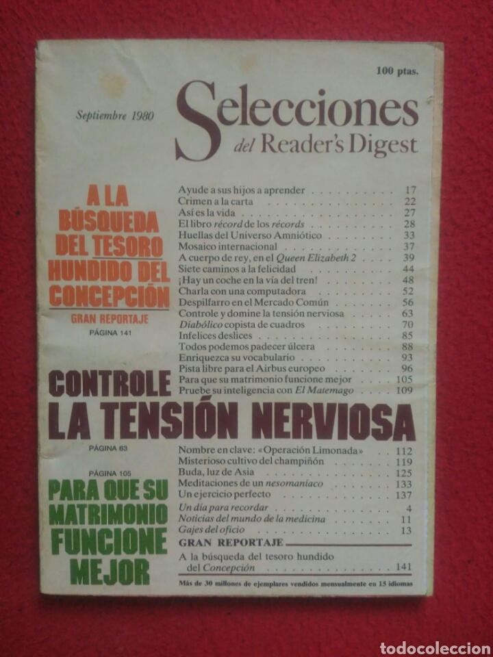 Libros: Selecciones del Readers Digest. 1980 Septiembre - Foto 1