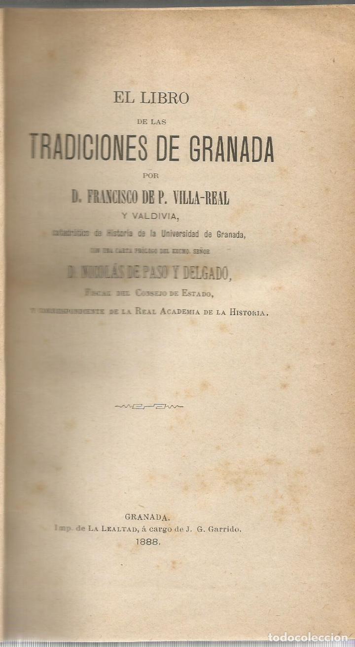 Libros: El libro de las tradiciones de Granada - VILLA-REAL, FRANCISCO DE P. - Foto 3