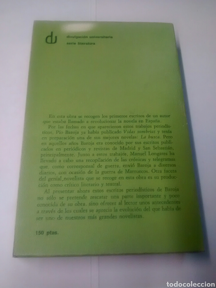 Libros: Escritos de juventud - P&iacute;o Baroja - Manuel Longares - 1972 - Foto 2