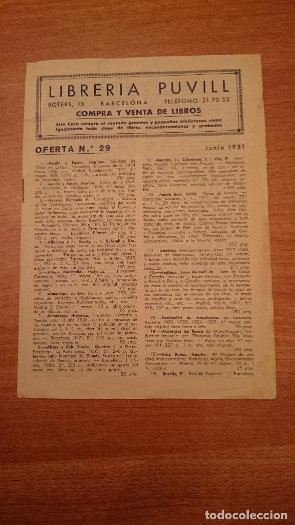 Libros: LIBRERIA PUVILL BARCELONA OFERTA N&ordm; 31 NOVIEMBRE 1951
