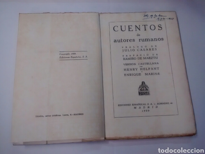 Libros: Cuentos de autores rumanos - Prefacio de Ramiro de Maetzu - 1939 - Foto 3