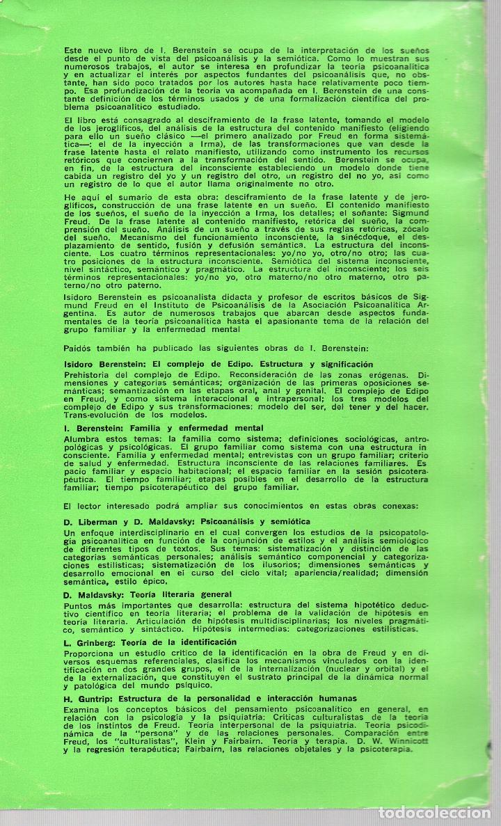 Libros: PSICOAN&Aacute;LISIS Y SEMI&Oacute;TICA DE LOS SUE&Ntilde;OS - I. Berenstein - Foto 2