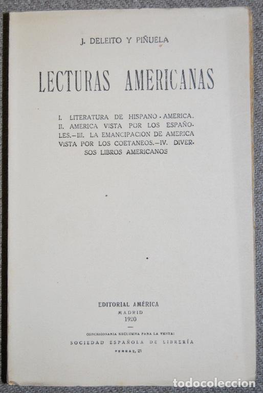 Libros: LECTURAS AMERICANAS - DELEITO Y PI&Ntilde;UELA, J. - Foto 1