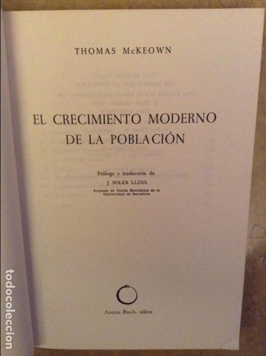 Libros: EL CRECIMIENTO MODERNO DE LA POBLACION (THOMAS MCKEOWN) - Foto 2