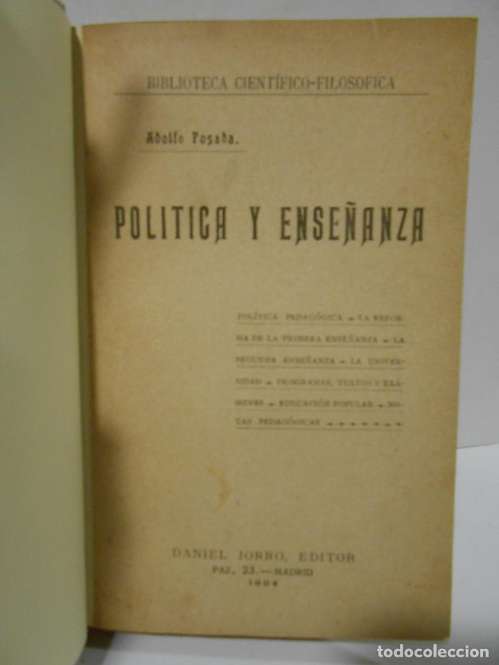 Libros: POSADA, Adolfo.- - Pol&iacute;tica y ense&ntilde;anza. - Foto 1