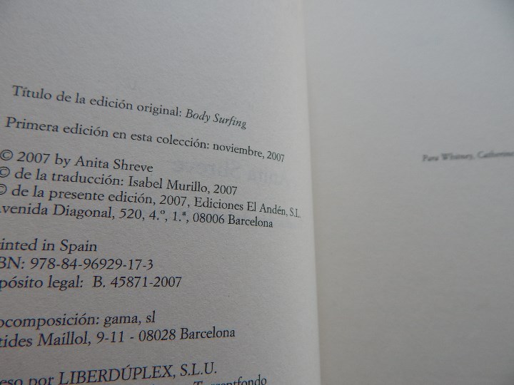 Libros: Bodysurf - Anita Shreve - Foto 11