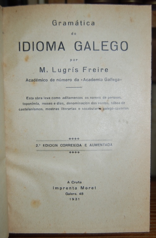Libros: GRAMATICA DO IDIOMA GALEGO. 2&ordf; edici&oacute;n correxida e aumentada - LUGRIS FREIRE, M. - Foto 1