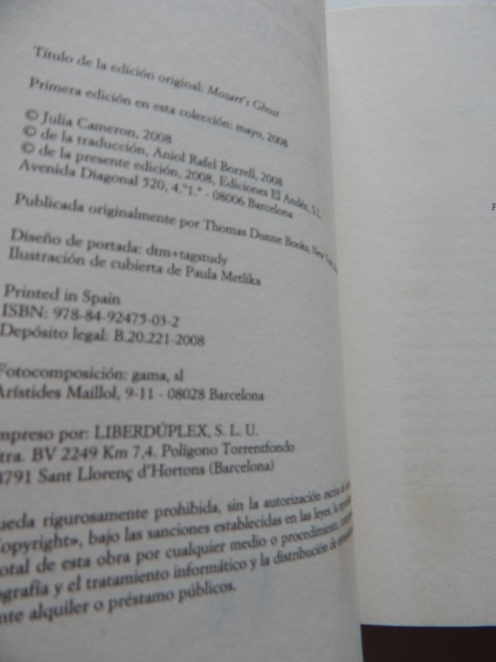 Libros: El fantasma de Mozart - Julia Cameron - Foto 7