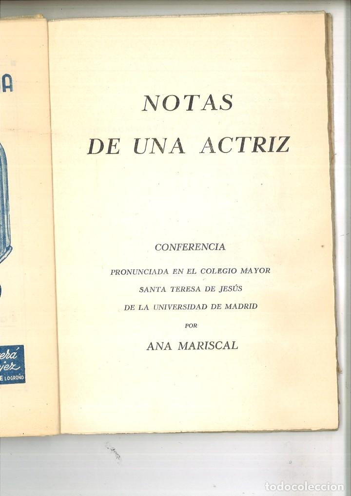 Libros: NOTAS DE UNA ACTRIZ. Ana Mariscal - Foto 2